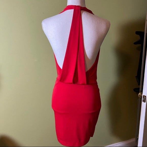 BCBG Beautiful Red Halter Mini Dress Size Small Cowl Neckline T-Back  Like New S - Picture 8 of 10